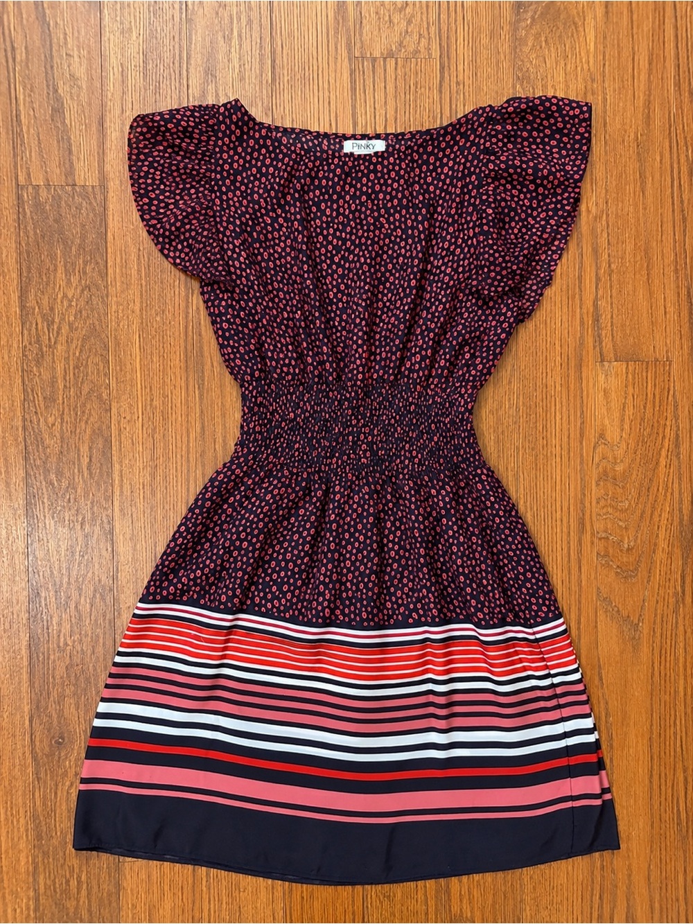 Pinky Navy & Red Polka Dot Stripe Dress